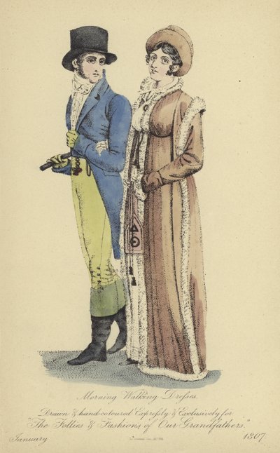 Vestido de Caminhada Matinal para Senhoras e Senhores (gravação a cores) de English School