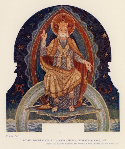 Decoração em mosaico, Igreja de St Albans, Streatham Park, Londres (cor litho) de English School