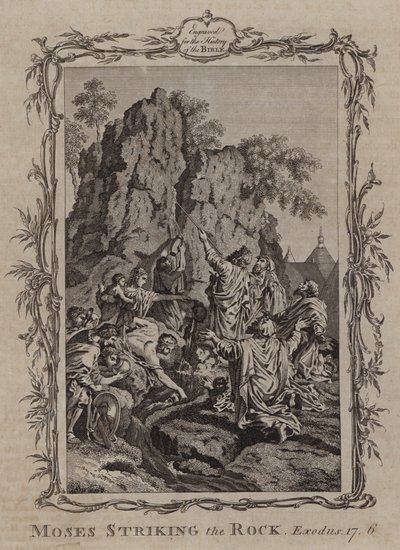 Moisés golpeando a rocha (gravura) de English School