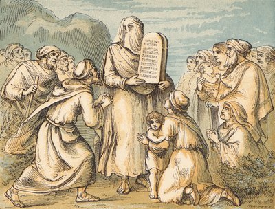 Moses Veiled (gravura colorida) de English School