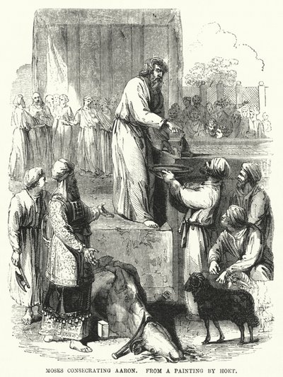 Moisés consagrando Arão, a partir de uma pintura de Hoet (gravura) de English School