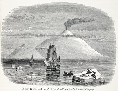 Monte Erebus e Ilha de Beaufort from Rosss Antarctic Voyage de English School