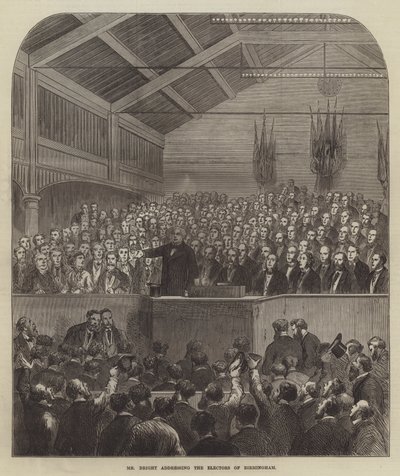 Sr. Bright dirigindo-se aos Eleitores de Birmingham (gravura) de English School