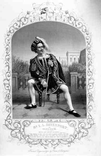 Sr. E.L. Davenport como Benedick, Acto II Cena 3, em Much Ado About Nothing, de William Shakespeare (1564-1616) de um daguerreótipo de Paine of Islington (gravura) de English School