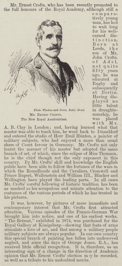 Sr. Ernest Crofts, o Novo Académico Real (gravura) de English School