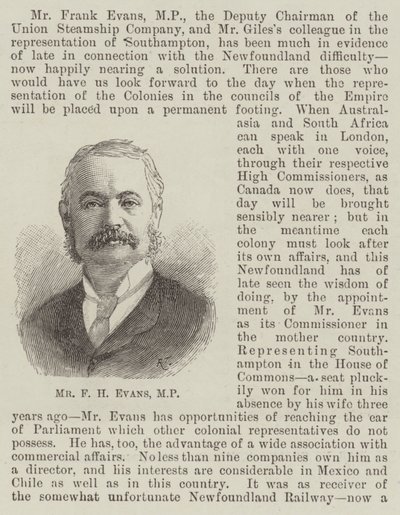Sr. F H Evans, deputado (gravura) de English School
