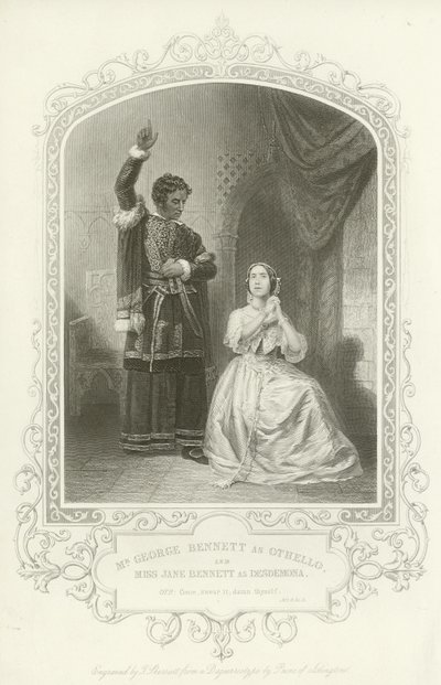 Sr. George Bennett como Otelo e Miss Jane Bennett como Desdêmona, Otelo, Ato IV, Cena II de English School