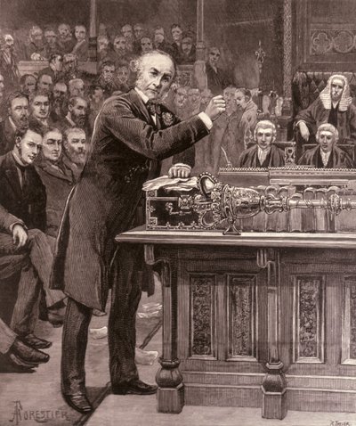 Sr. Gladstone Explicando à Câmara dos Comuns seu Esquema para o Governo da Irlanda, de &39;The Illustrated London News&39;, 17 de abril de 1886 de English School