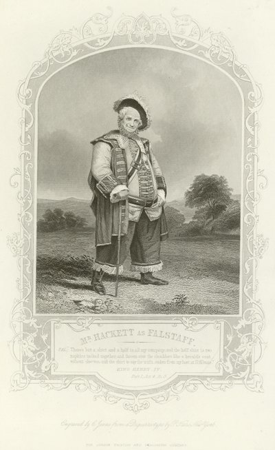 Sr. Hackett como Falstaff, rei Henrique IV, parte I de English School