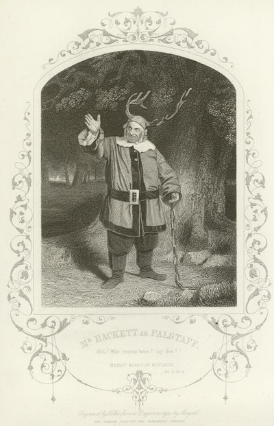 Sr. Hackett como Falstaff, The Merry Wives de Windsor, Act V, cena v de English School