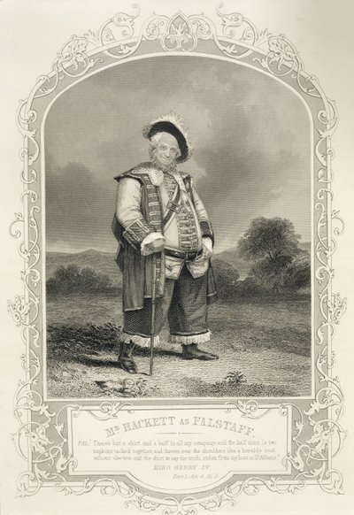 O Sr. Hackett como Falstaff, em Henrique IV (Parte 1) Ato IV Cena 3, por William Shakespeare (1564-1616) de English School