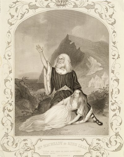 Sr. Macready como King Lear, Act V Cena 3, na peça de William Shakespeare (1564-1616) de English School