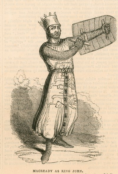 Mr Macready no papel-título da peça King John, Drury Lane Theatre, Londres de English School