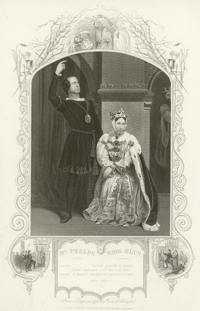 Sr. Phelps como Hamlet e Miss Glyn como Rainha, Hamlet, Ato III, Cena IV de English School