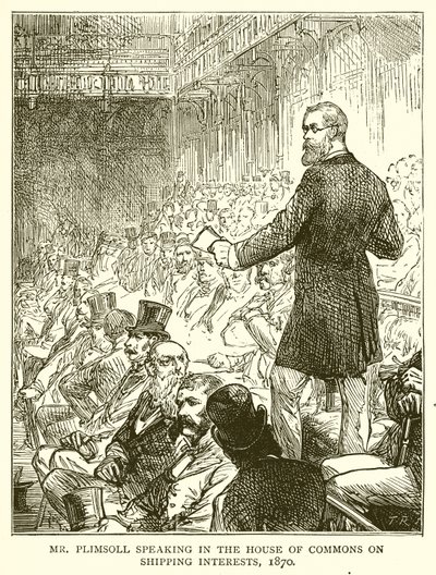 Sr. Plimsoll falando na Câmara dos Comuns sobre os interesses de embarque, 1870 de English School