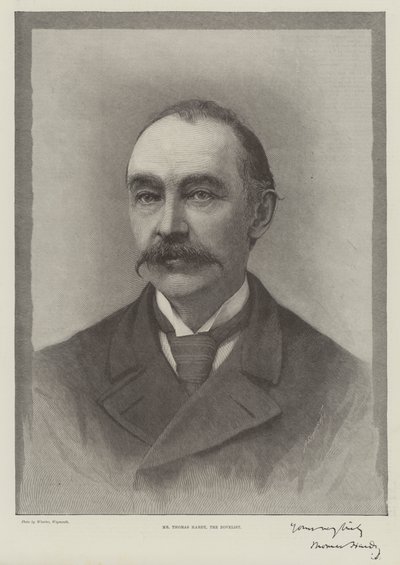 Sr. Thomas Hardy, o Novelista (gravura) de English School