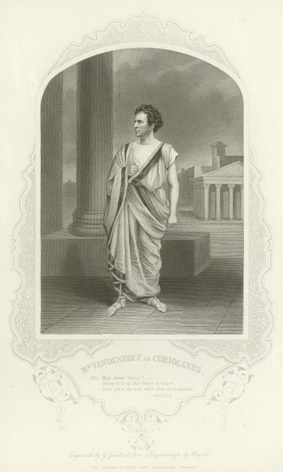 Sr. Vandenhoff como Coriolano, Coriolano, Ato II, Cena III de English School