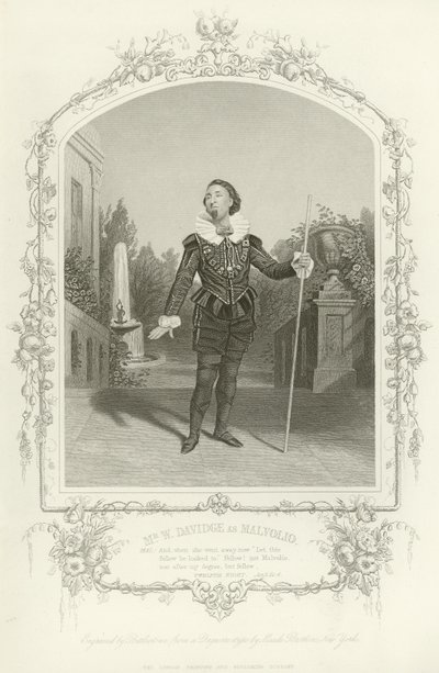 Sr. W Davidge como Malvolio, décima segunda noite, ato III, cena iv de English School