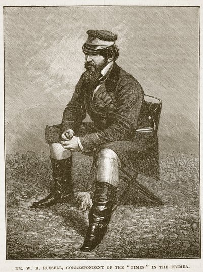 Sr. WH Russell, correspondente do Times na Criméia, ilustração da Cassells Illustrated History of England (foto em sépia) de English School