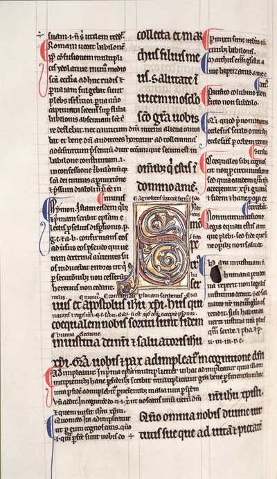 Sra. 27, f.109v: Página de uma cópia lustrada do Novo Testamento (vellum) de English School