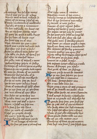 Ms326 f124r, Confessio Amantis por John Gower (caneta e tinta sobre velino) de English School