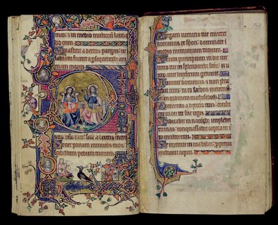 Ms 1-2005, ff.161v-162r: O Pai e Filho, historiated D inicial do Saltério Macclesfield, Uso de Sarum, East Anglia, c.1330 de English School