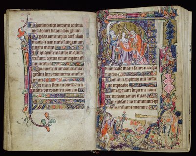 Ms 1-2005, ff.38v-39r: A Unção de David, historiated D inicial do Saltério de Macclesfield, Uso de Sarum, East Anglia, c.1330 de English School