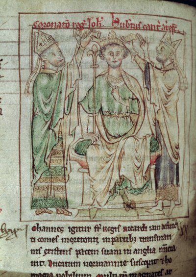 Ms 6712 (A.6.89) fol.144v D. João (1167-1216), em miniatura das flores da história por Matthew Paris, 1250-1252 de English School