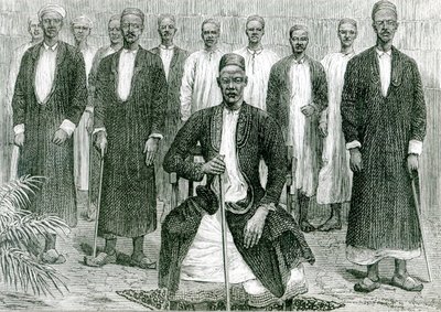 Mtesa, o imperador de Uganda e outros chefes (litho) (bw photo) de English School