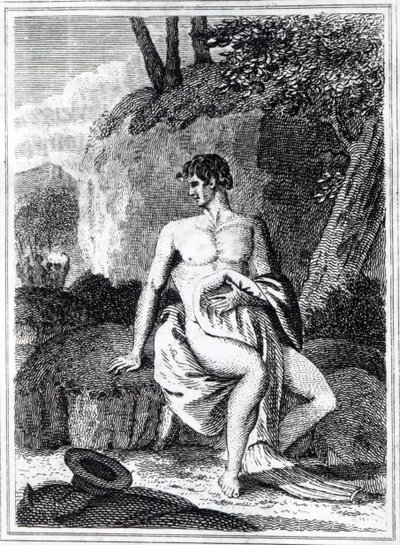 Mungo Park, na África, uma ilustração de "Viagens nos distritos do interior da África: realizada nos anos de 1795, 1796 e 1797", publicada em 1816 (impressão) de English School