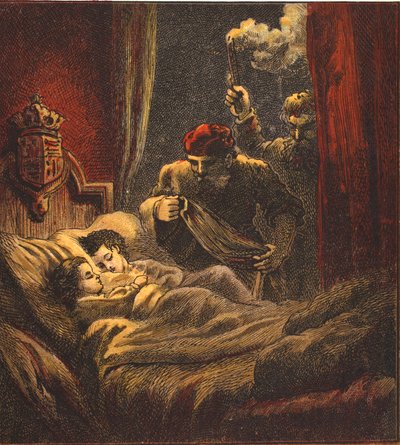 Assassinato dos Pequenos Príncipes, pub. 1890 (litografia a cores) de English School