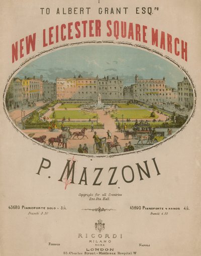 Partitura de New Leicester Square March por P Mazzoni de English School