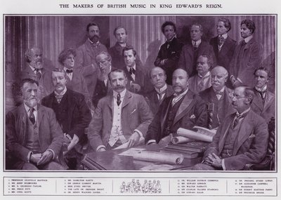 Músicos e compositores durante o reinado do rei Eduardo VII (litho) de English School