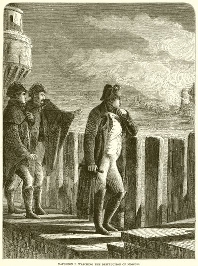 Napoleão I. assistindo a destruição de Moscou de English School