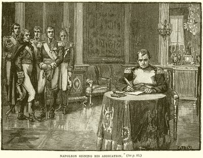 Napoleão assinando sua abdicação de English School