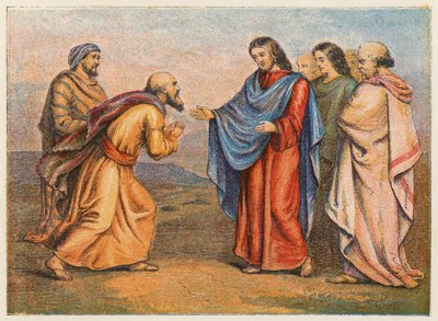 Natanael trazido a Jesus (litografia a cores) de English School