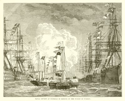 Revisão naval em Spithead em honra do sultão da Turquia de English School