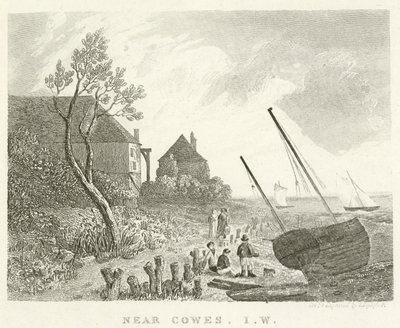Perto de Cowes, Isle of Wight (gravura) de English School