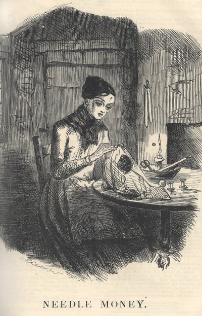 Needle Money, ilustração da Punch Magazine, dezembro de 1849 (para par, ver 384762) de English School