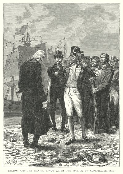 Nelson e o enviado dinamarquês após a Batalha de Copenhaga de English School