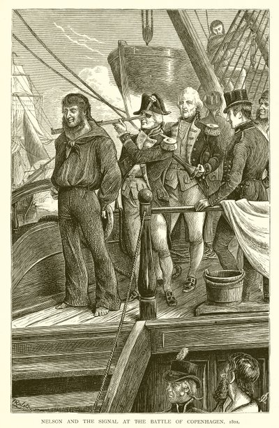 Nelson e o sinal na batalha de Copenhague, 1801 de English School