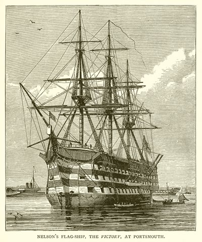 Nelsons Flag-Ship, a vitória, em Portsmouth de English School
