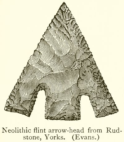 Flecha de cabeça de sílex neolítico de Rudstone, Yorks. (Evans) de English School