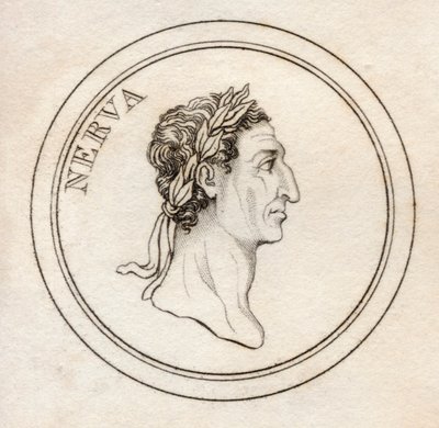 Nerva Caesar Augustus, do &39;Crabb&39;s Historical Dictionary&39;, publicado em 1825 (lito) de English School