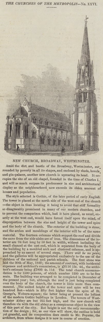 Nova Igreja, Broadway, Westminster (gravura) de English School