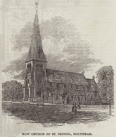 Nova Igreja de St Seiriol, Holyhead (gravura) de English School