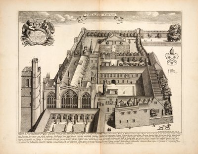 New College, placa 19 de Oxonia Illustrata de David Loggon, Oxford 1675 de English School