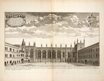 New College, placa 20 da Oxonia Illustrata de David Loggon, Oxford 1675 de English School