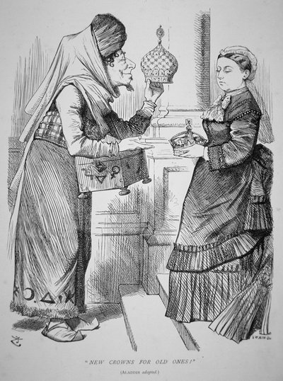 "Coroas Novas para os Antigos", cartoon publicado em Punch de English School