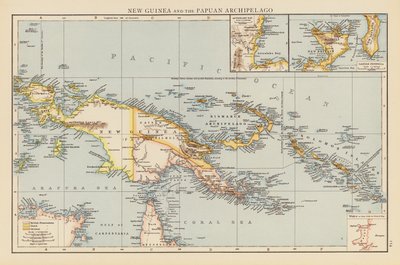 Nova Guiné e arquipélago da Papuásia (litografia a cores) de English School